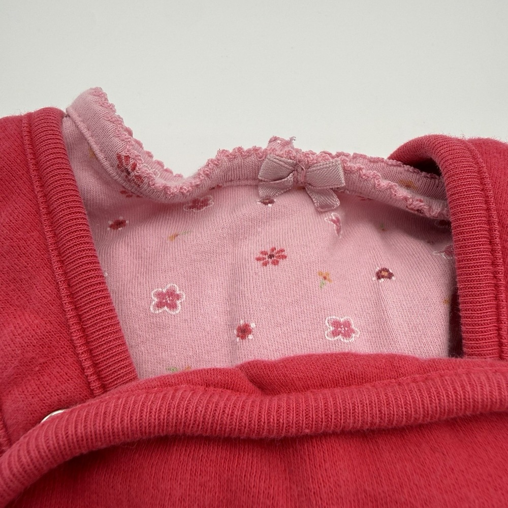 Vtg Carter's 12 Month Pink Overalls Y2K Jumpsuit Springtime Flowers 2 Piece Set - Picture 4 of 10